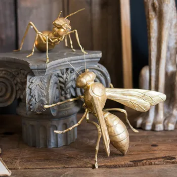 22cm Insecte Géant de Décoration en Résine de l'Artisanat de l'Abeille Mantis Ant Statue d'Or Papillon Ornement en Métal Bureau de Maison, Salle à la Décoration de Bureau