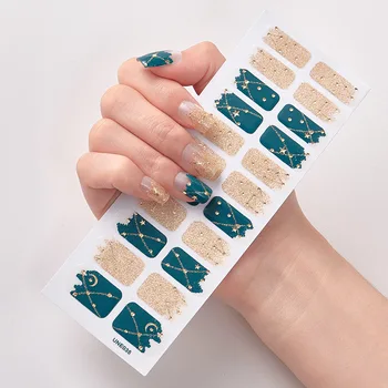 22tips Contraste Classique Vert Fashion Nail Art Stickers de la Collection de Manucure DIY Nail Polish Bandes Roulés pour la Partie Décoration