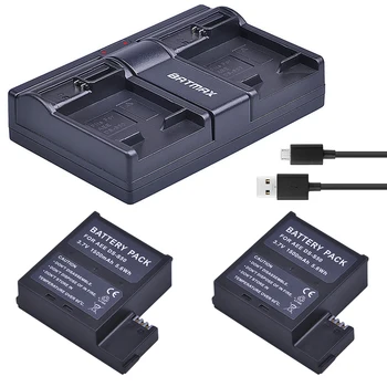2Pcs 1500mAh DS-S50 DSS50 S50 Batterie Accu + USB Chargeur Double pour AEE DS-S50, S50 AEE D33 S50 S51 S60 S70 S71 Caméras de la Batterie
