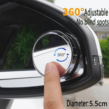 2Pcs Petit miroir de rearview de voiture de miroir à 360 degrés de réglage de rétroviseur rétroviseur d'angle mort adsorption HD