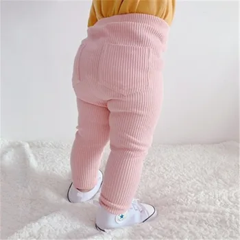 2Pcs Set Solid Bébé Pantalon Taille Haute en Coton Bébé Jambières de Filles de la Mode Pantalon pour Bébé Garçon Printemps Occasionnels Enfants Pantalon Long
