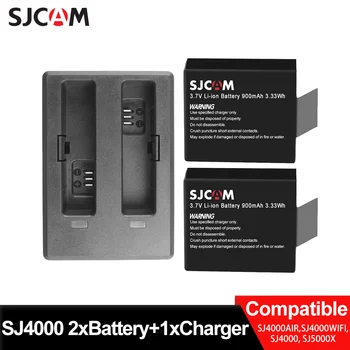 2PCS SJCAM SJ4000 Batterie Batterie Rechargeable + 1pcs Chargeur Double Pour SJ5000 SJ5000X SJ4000 AIR, Original SJCAM Marque de Batterie