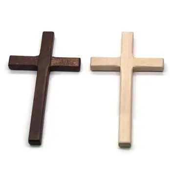 2pcs à la Main en Bois Croix Crucifix de Jésus-Christ des Ornements Religieux Pendentif de Charme de Prise de