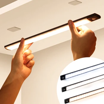 3 Couleurs de LED de Capteur de Mouvement de Cabinet de Nuit à la Lumière d'USB LED de Lumières d'Éclairage de Cuisine Penderie Armoire Lampe Rechargeable Magnétique de la Lumière