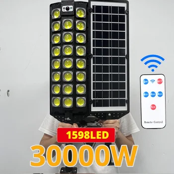 30000W Super Lumineux Solaire de la Rue de l'éclairage Extérieur 1598 LED Solaire de Capteur de Mouvement de la Lumière IP67 Imperméable de Sécurité Lampe de Jardin