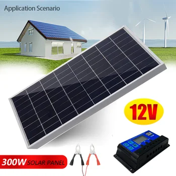 300W Panneau Solaire Kit Complet 12V Polycristallin de Puissance d'USB de Portable d'Extérieur Rechargeable Solaire Cellule Solaire Générateur pour la Maison