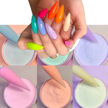 30g Coloré Ongles Poudre Acrylique-Pastel Couleur Ongle Acrylique Poudre de Trempage Extension de la Sculpture de la french Manucure Nail Design de la Poussière