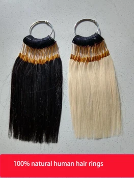 30pcs/set Naturelles de Cheveux Humains Anneaux de Couleurs Nuancier de Test Échantillon de Couleur Pour un Salon de Coiffure Teinture Pratique
