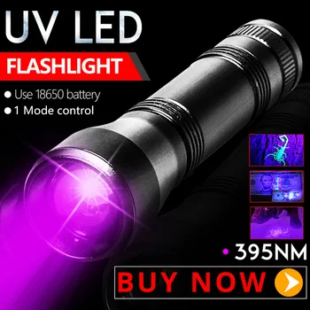 395nm LED UV Lampe de poche 18650 1 Mode Ultraviolet Torche T6 Pourpre Light Rechargeable Zoom Lumière Noire Pet Taches d'Urine Détecteur de