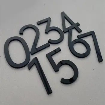 3D Auto-Adhésif Moderne Porte le Numéro 0 À 9 de la Plaque de Numéro de Maison Porte le Numéro de Plaque de Porte d'Hôtel de la Boîte aux lettres de l'Adresse de Chiffres Autocollant Signe