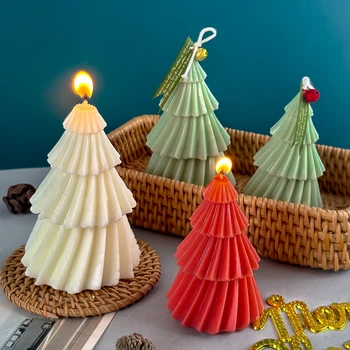 3D de l'Arbre de Noël Bougie Moule en Silicone DIY Bougie Parfumée en Savon des Moules en Résine Plâtre Fournitures pour la Fête des Cadeaux de Vacances de Décoration