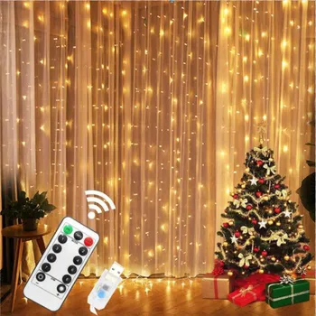 3M LED Rideau de Chaîne de Lumières Guirlande USB Fée des Lumières de Feston Avec Télécommande Pour Fenêtre de Chambre à Coucher de la Nouvelle Année de Décoration de Noël