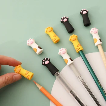 3pcs Mignon pattes de Chat Crayon plafond en Silicone Soft Touch Pen Couverture pour Plusieurs Forme de Papeterie Élève de l'École de Fournitures de Bureau, Cadeau