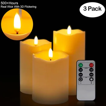 3Pcs/Set de la Télécommande LED sans flamme des Bougies les Lumières du Nouvel An Bougies à Piles Led Lumières de Thé Cierge de Pâques Avec l'Emballage