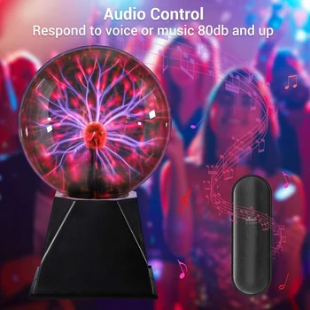 4/5/6/8 pouces Boule de Plasma Sphère de Lumière pour Son Tactile Sensible Cadeau de Noël Interactive Lightning USB Statique Paillettes Lampe de Table
