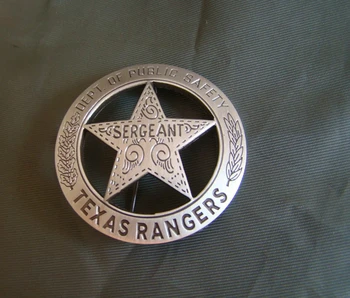 4,5 cm, les Rangers du TEXAS, de la Société d'Un Badge Rond Avec Star Peso Mexicain-Américain Rangers Old West Guerre Civile, homme de loi Confédérés