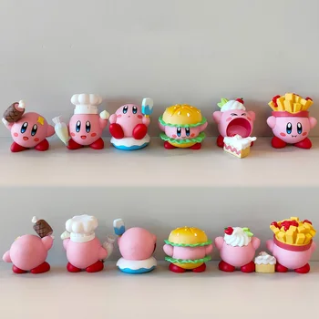 4-5cm 6pcs/Lot Kirby Jeux Anime Kawaii Cartoon Rose Kirby Action Figure Poupées Jouets Enfants Cadeau d'Anniversaire