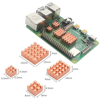 4 paires de Cuivre du Radiateur de Refroidissement Passif Pad Radiateur Pour Raspberry Pi 4B 4 Modèle B Dissipateur de chaleur du Refroidisseur Tampons de Refroidissement de Réparation