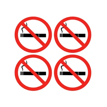 4 Pcs Est Interdit de Fumer Ici en PVC Étanche Autocollant Décoration de Voiture Autocollant d'Avertissement Signes 5x5cm K31