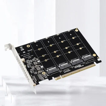 4 Port M. 2 SSD NVME De PCIE X16 Lecteur de Carte d'Extension de Soutien 2230/2242/2260/2280 Soutien M. 2 PCI-E SSD/M. 2 Appareil NVME Protocole