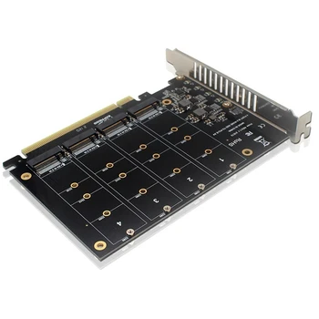 4 Port Nvme Pour Carte PCIE M. 2 NVME De Pcie X16 Carte 4X32gbps Touche M pour Disque Dur Convertisseur Lecteur de Carte d'Extension