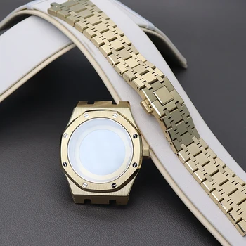 41 mm Boîtier de Montre en Or Pièces Bracelet Bracelet de montre Accessoire Pour Seiko nh35 nh36 Mouvement 31,8 mm Cadran Saphir Crystal Glass Étanche