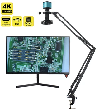 48MP 4K 1080P HDMI USB Industrielle de la Vidéo Numérique, Appareil-photo de Microscope 130 X Zoom Objectif à Monture C Cantilever stand Pour Réparation de Soudure