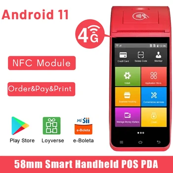 4G de Poche POS PDA, Imprimante Android11 58mm Thermique Imprimante Ticket Réception Mobile projet de Loi Terminal de point de vente de l'Imprimante NFC 2+16GO Impressora