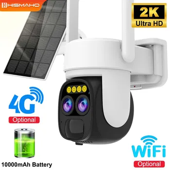 4G Double optique Solaire Caméra 2K Zoom 10X WiFi d'Extérieur sans Fil PTZ Protection de Sécurité CCTV Batterie Rechargeable de Surveillance Vidéo