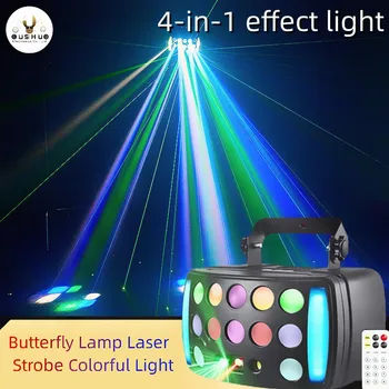 4in1 Papillon de Lumière Laser Pluie de Contrôle Dmx RGB Led Strobe Déplacement de la Tête d'Étape de Faisceau de la Lampe de Projecteur d'Effet Matériel Dj Disco Party