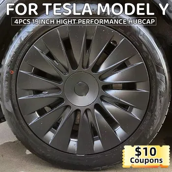 4PCS enjoliveur pour Tesla Model Y 2018-2022 Enjoliveur de Roue de 19 Pouces Roue de la Performance Casquettes Automobile Replacemen Enjoliveur Complet Rim Couverture