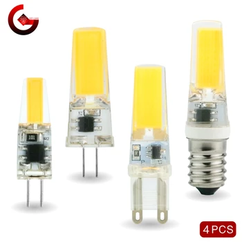 4pcs/lot G4 G9 3W E14 LED 6W Ampoule AC/DC 12V 220V Lampe LED COB Projecteur Lustre Remplacer les Lampes Halogènes Froid/blanc Chaud