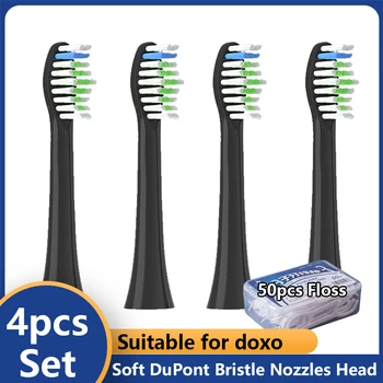 4pcs pour Doxo Remplacement de la Brosse Smart Brosse à dents Électrique Remplacer Nettoyer les Têtes de Brosse Dentaire Buse Têtes de Brosse à dents à Poils Doux