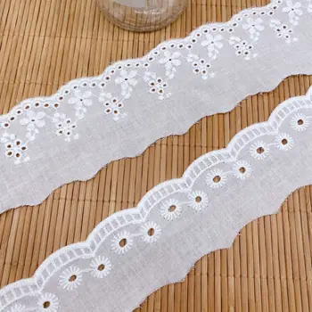 5 Mètres Blanc Pur Coton Dentelle Garnitures de BRICOLAGE Vêtements de Lolita Creux Broderie de Fleur de Coton, Ruban Adhésif Matériau de Coton