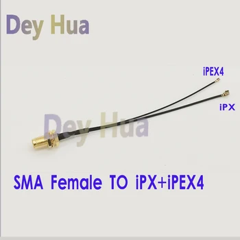 5 PCS/Lot IPEX4+IPEX1 de SMA, SMA Femelle/Mâle câble avec connecteur UFL/ u.l/IPX/IPEX +IPEX4, RF coaxial adaptateur 1.13 MM 0.81 mm