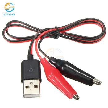 58cm USB Connecteur Femelle de l'Alligator Test Clips de Serrage pour USB Mâle Connecteur d'Alimentation de l'Adaptateur de Câble métallique Rouge et Noir