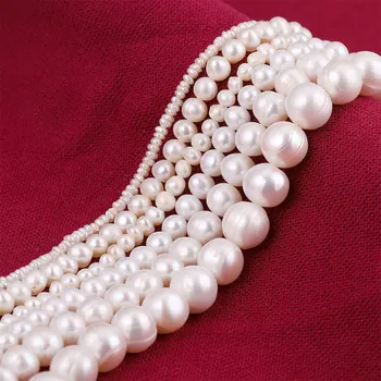 5A de la Qualité 100% Naturel Réel de Culture d'eau Douce Perles Blanches Verticales Perforées Lâche de Perles pour les Bijoux DIY Bracelet Collier
