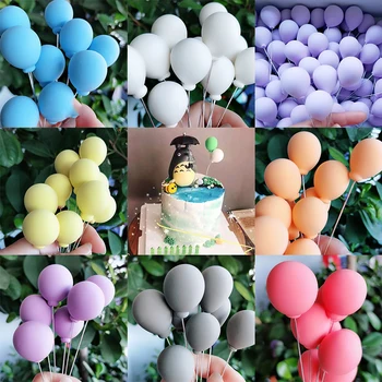 5pcs/Set Coloré de l'Argile Ballon de forme de Gâteau de Mariage de Boule de Décoration de Gâteau Drapeaux de Fête d'Anniversaire de Baby shower de Dessert, Décoration de 6z