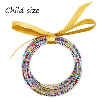 5Pcs/set Enfant Kid Shiny Gelée de Bracelet de Bracelet de Set - Soft Glitter Bobo Bracelet Parti Léger Bouddha Fille Bracelets Bijoux