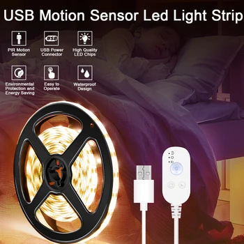 5V LED Lampe de Bande USB PIR Lumière de Bande de 0,5 1 2 3 4 5M LED de Capteur de Mouvement de la Fita Lumière de la TÉLÉVISION eclairage Flexible Lampe de Bande 2835