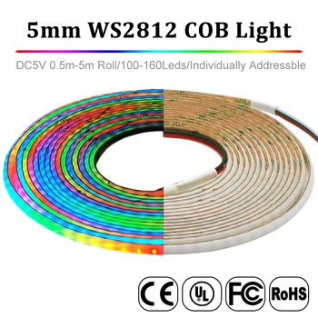 5V WS2812B RGBIC de l'ÉPI LED Bande de 5mm WS2812 Adressables Individuellement Souple 60 100 160Leds/M Haute Densité Rêve de la Couleur du Ruban de la Lumière