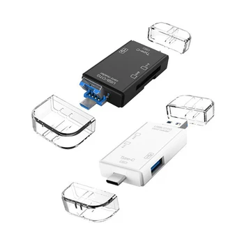 6 en 1 USB 3.0 de Type C, Lecteur de Carte Secure Digital TF/SD Carte Mémoire Cardreader OTG Adaptateur pour Téléphone Mobile, Ordinateur Portable