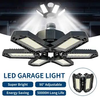 6 Panneaux LED Garage Lumière Réglable Déformable Ampoule de Lampe de Plafond de Garage Entrepôt, Atelier, Usine de Lampe Ampoule d'Éclairage pale de Ventilateur