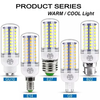 6pcs LED E27 Lampe E14 Ampoule LED SMD5730 220V Maïs Ampoule 24 36 48 56 69 72LEDs Lustre Bougie Lumière de LED Pour la Décoration à la Maison