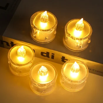 6Pcs sans flamme Lumières de Thé de Simulation Acrylique Bougies à Piles Mariage Romantique de la Fête d'Anniversaire de Noël, Décoration de la Maison