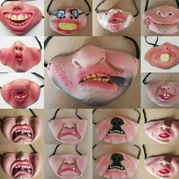 7 Style Adulte Clown Latex Joie Cosplay Accessoires Humoristiques Bande Élastique Face À Moitié Partie De Latex Masques Drôle