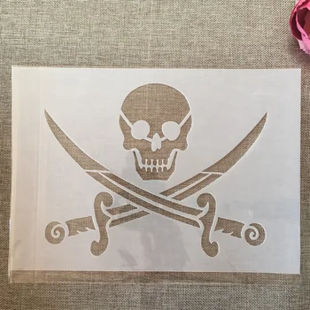 A4 29cm Pirate Skull Épées de BRICOLAGE Superposition de Pochoirs, la Peinture Murale Album de Coloriage de Gaufrage Album Décoratif Modèle
