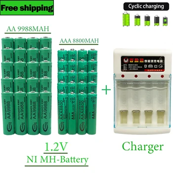 AA+AAA Batterie 100%d'Origine 1.2 V AA9988MAH+AAA8800MAH+Chargeur NI MH Batterie Rechargeable pour Cheveux Tondeuse Rasoir Calculatrice