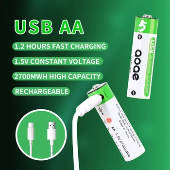 aa batterie rechargeable de batterie d'usb 2700mWh1.5v batterie au lithium adapté pour jouet de contrôle à distance, la souris, etc pilas recargables aa