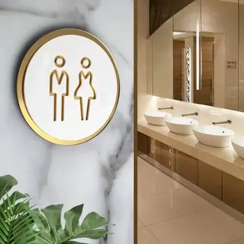 Acrylique Moderne et Créatif Toilettes Signe de Bain Logo Toilettes WC Porte Plaques Femmes Hommes Symbole pour le Public Bureau Hôtel-Restaurant